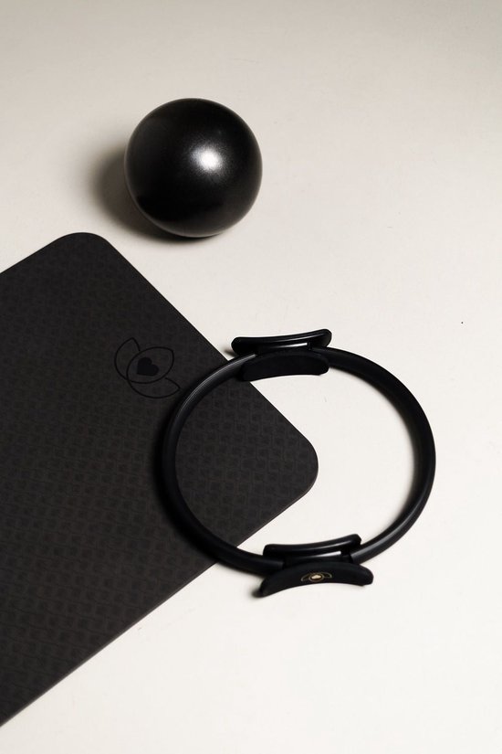 Pilates mat TPE extra dik 10 mm zwart - Lotus — afbeelding 4