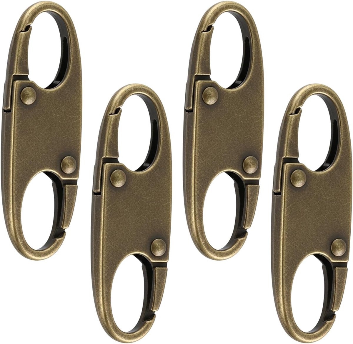 4 Stuks Rits Clips, Afneembare Rits Slotjes voor Rugzakken, Dubbele Opening, Anti-diefstal Tas Clips voor Reizen, Kamperen, Wandelen, Outdoor (Brons)