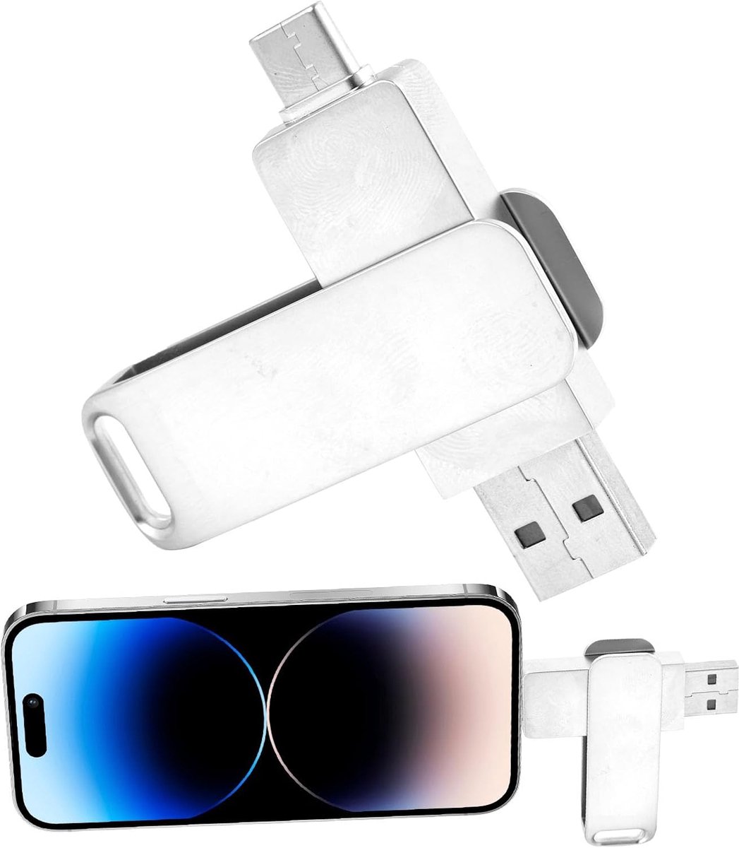 64 GB USB-C-flashdrive met dubbele connector: snelle USB 3.2 en type-C-geheugenstick, overdrachtssnelheid tot 200 MB/s, roterend ontwerp, compatibel met Android, MacBook, Windows en meer