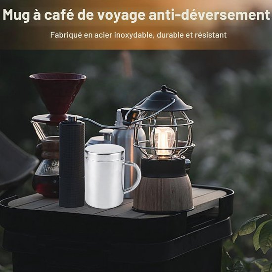 roestvrijstalen mok, thermische beker van roestvrij staal 200 ml, roestvrijstalen koffiebekers van 200 ml, kleine reismok met dubbelwandige beker met deksel en handvat, geïsoleerde bekers — afbeelding 3