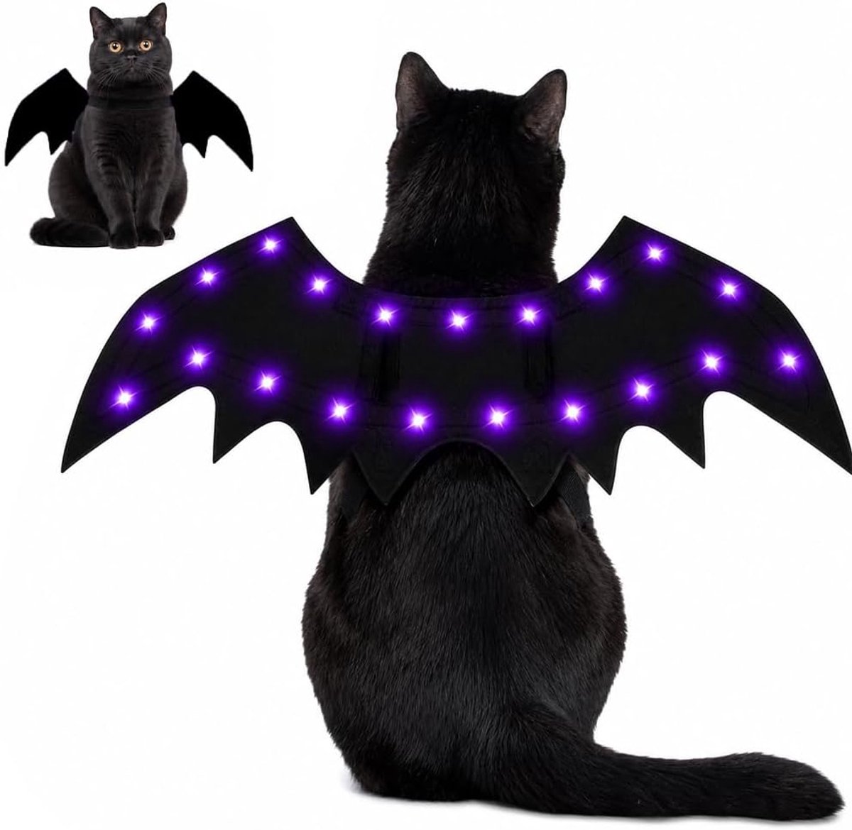 Vleermuisvleugels voor honden, Halloween-kostuum voor honden, groot, met
