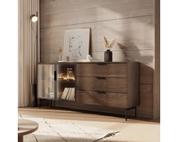 Meubella - Lomo - Dressoir 3 lades - Donker eiken - 181 cm