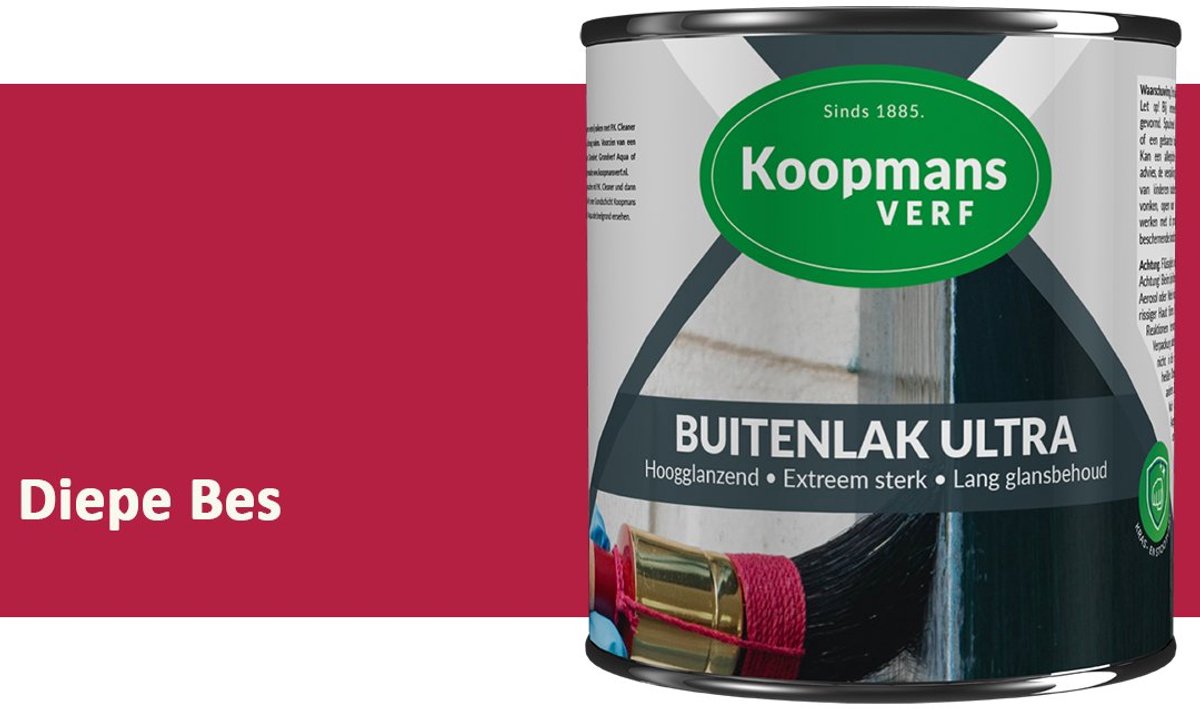 Koopmans Buitenlak Ultra Hoogglans – UV Bestendige Buitenlak voor Hout – Kozijnen, Deuren & Gevel – Duurzame Professionele Lak – Diepe Bes – 1,5 l