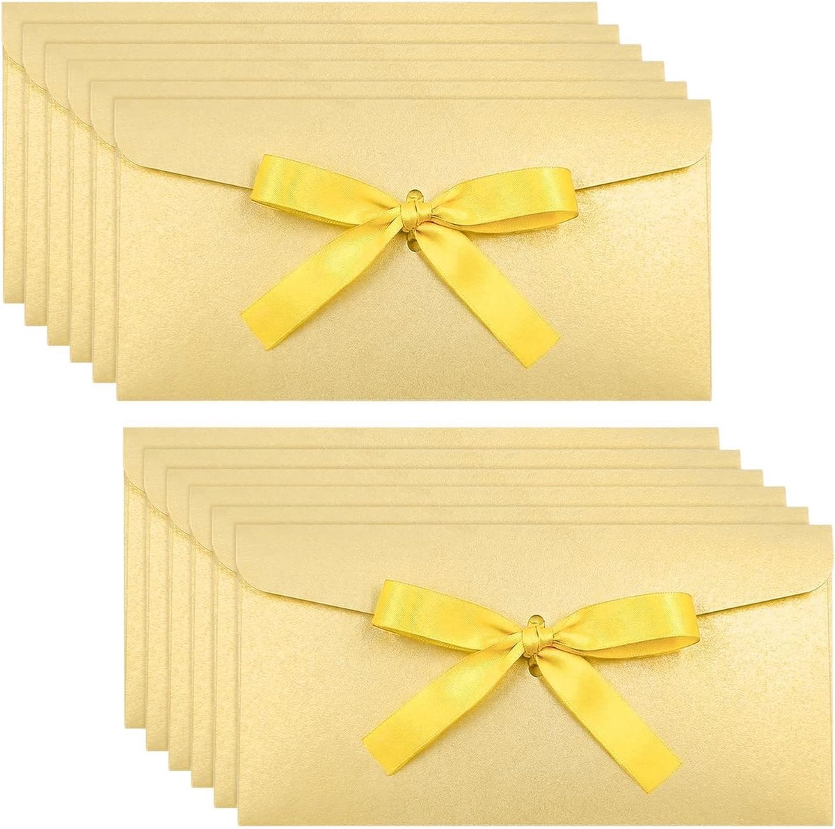 Enveloppen voor geldgeschenken, 12 stuks kraftpapieren portemonneetjes met lint, parelmoerglanzende uitnodigingsenveloppen voor verjaardagen, bruiloften en andere feesten 22x11cm