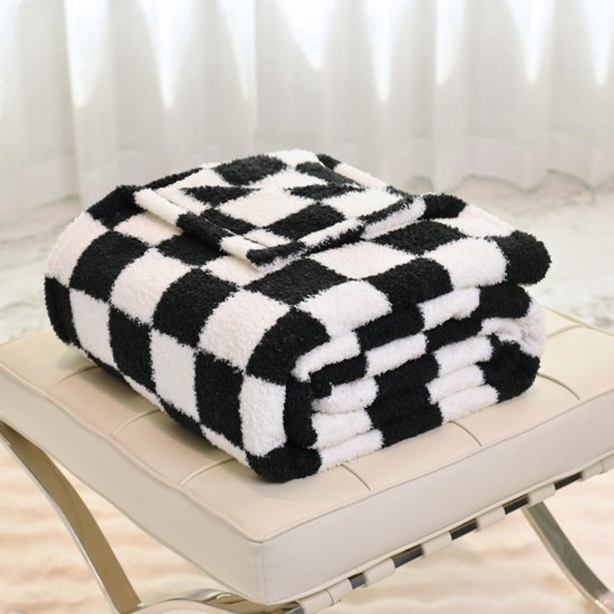 Zwarte Ruit Deken - Fuzzy, Warm en Zacht Microfiber Plaid voor Thuisdecoratie