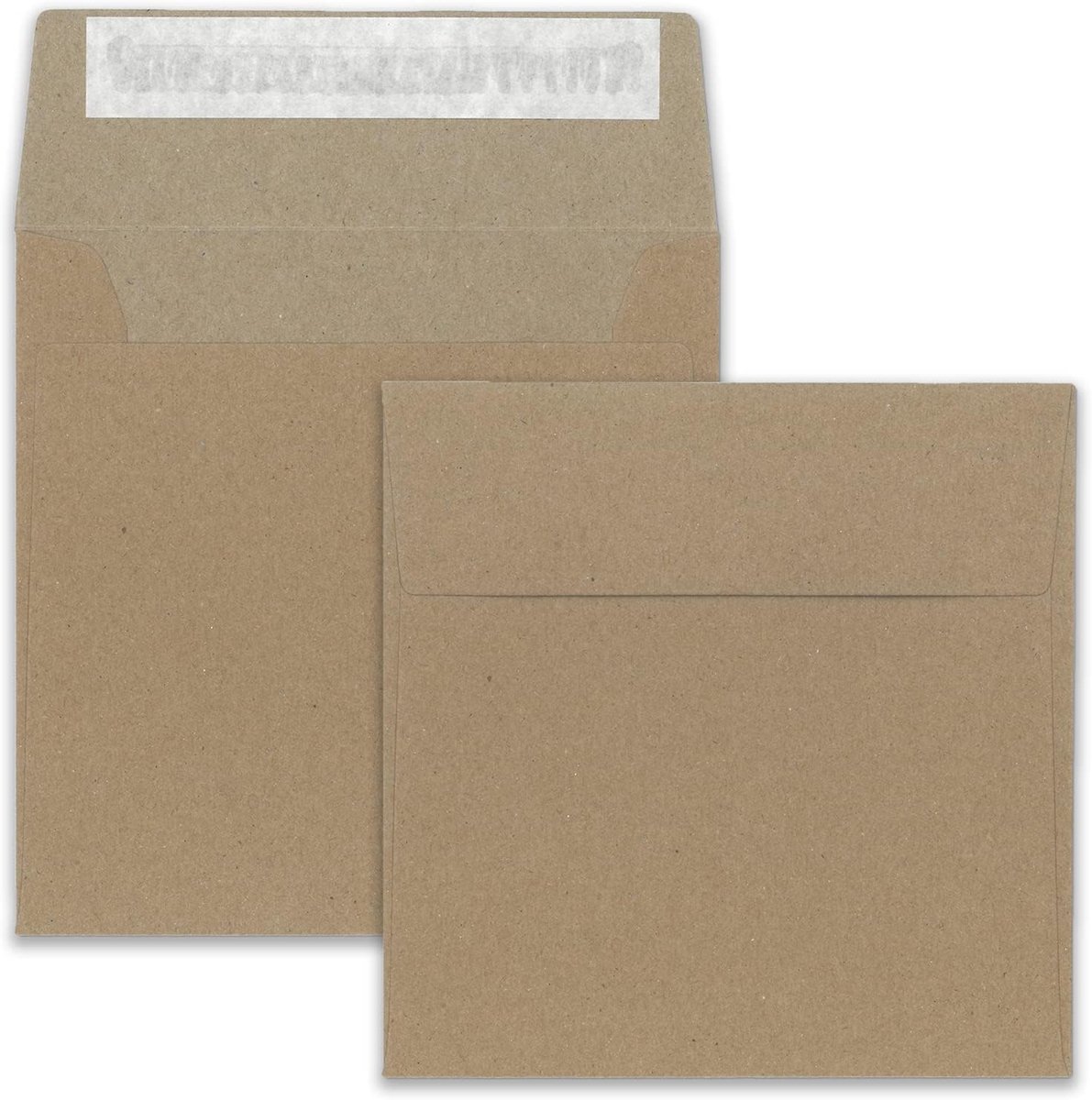 50 kraftpapier enveloppen in zandbruin - vierkant formaat 16 x 16 cm - vintage recycling enveloppen - 140 gram/m² - zelfklevend