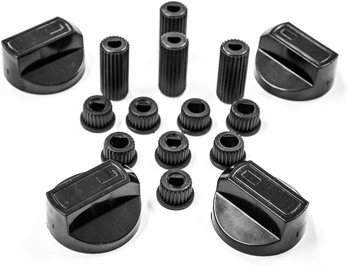 Set van 4 universele handgrepen voor gaskoker, zwart, 6-7 - 8 mm, 4 stuks
