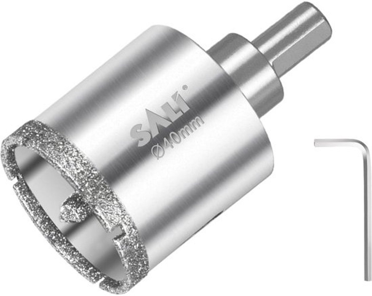 Diamantboor 40 mm, gatenzaag met centreerboor voor keramiek, porselein, glas en marmer