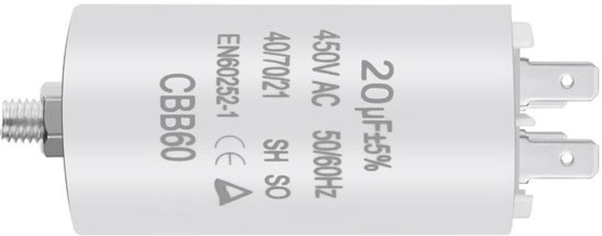Motorcondensator CBB60 20μF 450V voor elektromotoren en zwembadpompen
