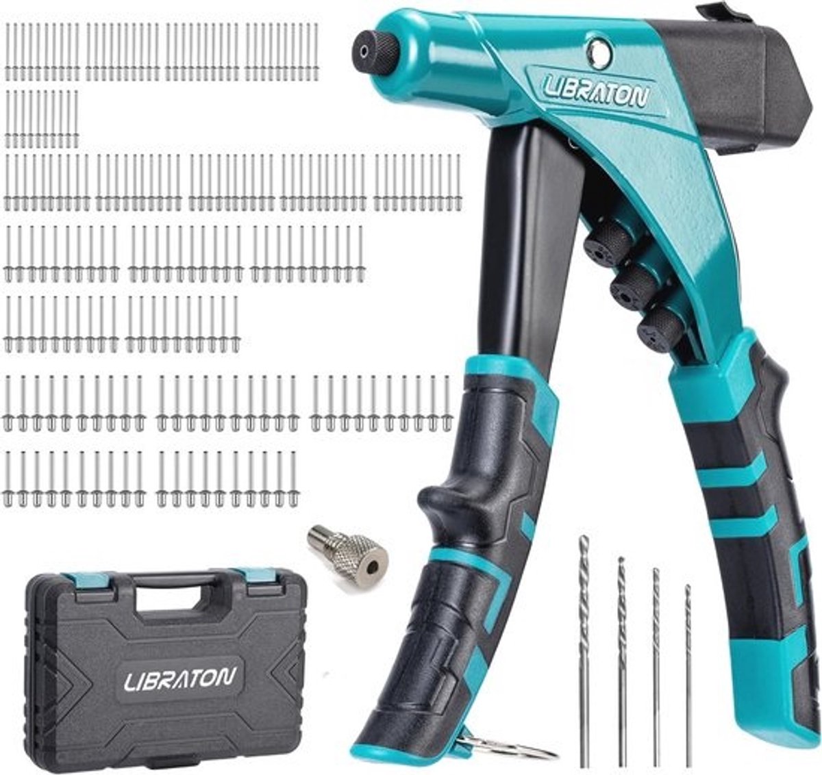 Professioneel Heavy Duty Klinknagelpistool met Verwisselbare Koppen en Klinknagels