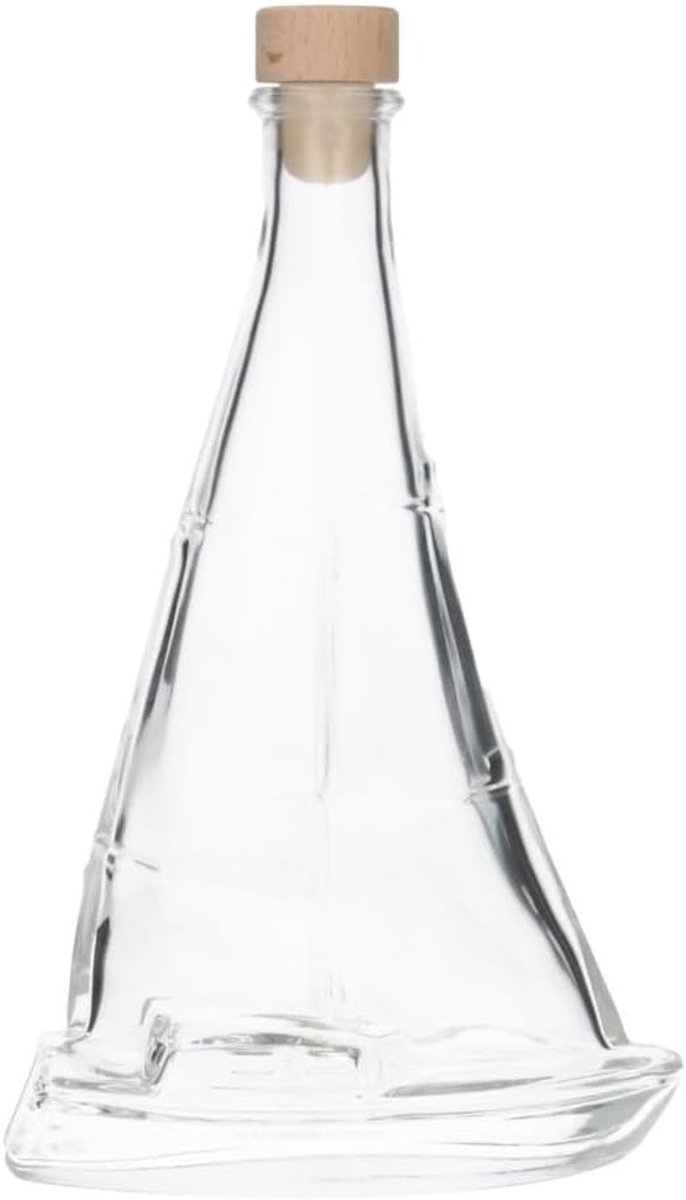 Fles 'Zeilboot' - 350 ml - Decoratieve Flessen, Glazen Flesjes Met Dop - Vorm: Zeilboot Glas - Transparante Fles - Glas - 1 Stuk
