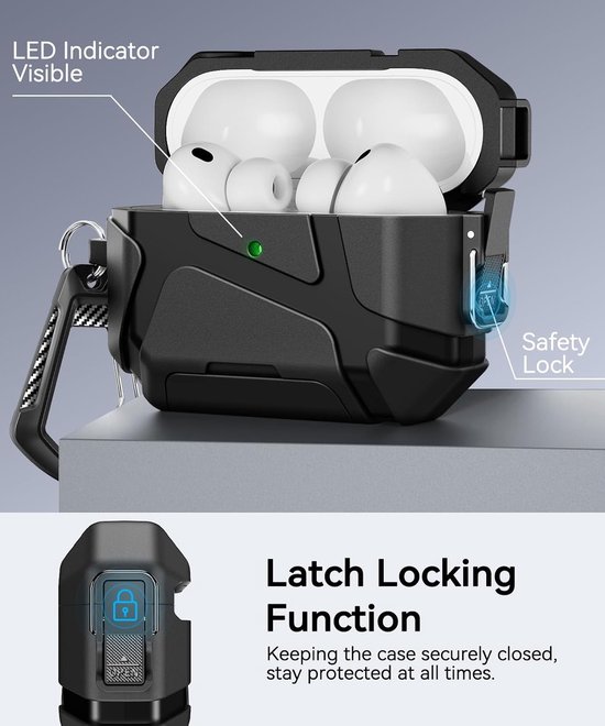 Voor AirPods Pro 3 Hoes met veiligheidssluiting, Black — afbeelding 2