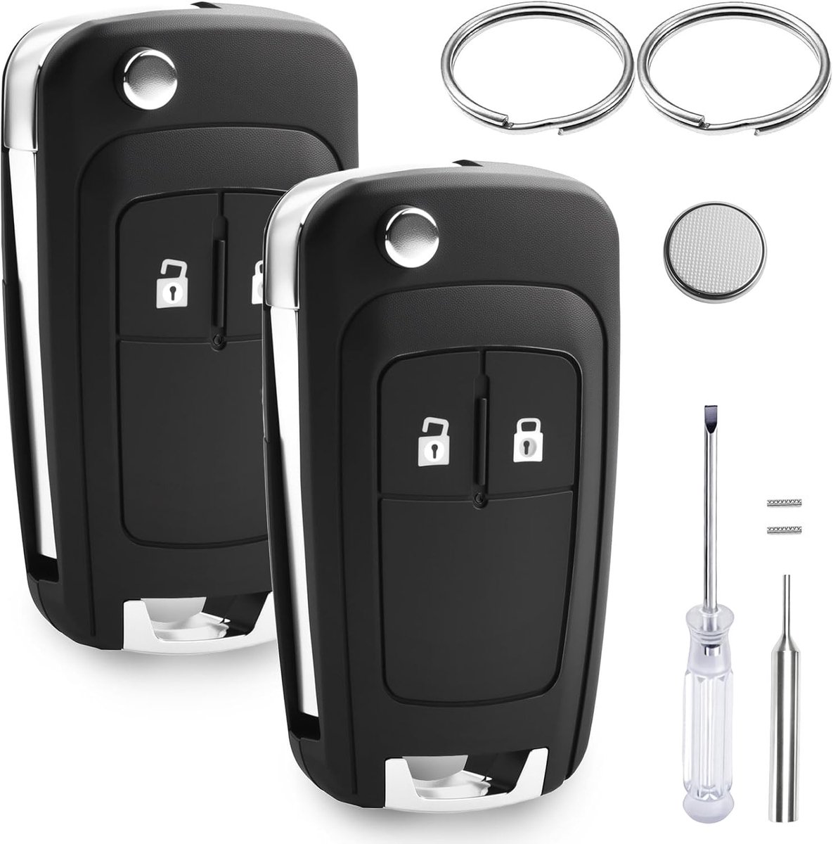 2 stuks autosleutelbehuizing met 2 toetsen voor Opel Adam Astra Insignia Meriva