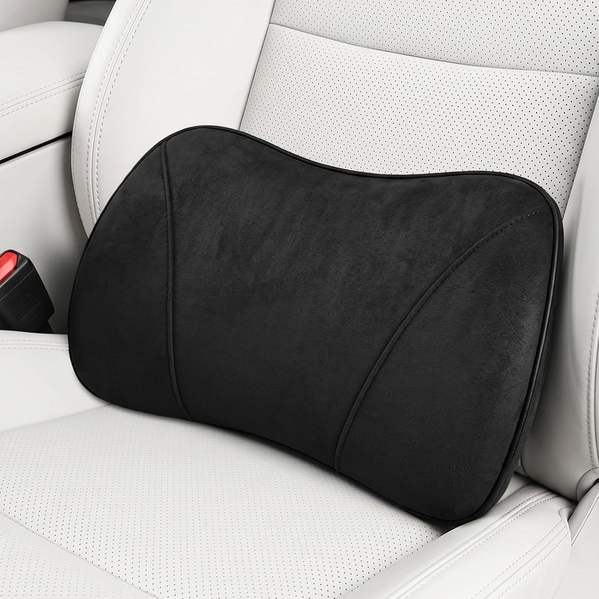 Kussen voor lendenkussen, Lendenkussen voor auto 41x21cm hoogwaardige binnenvulling van traagschuim voor autostoelen en bureaustoelen, comfortabele rugsteunpunt, zwart
