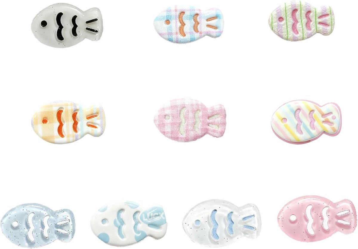 10 stuks haarclips voor dames, kleine snoep, haarclips om te stylen, plat mini kleine vis eendbill haarclips, strepen, dik en dun haaraccessoire