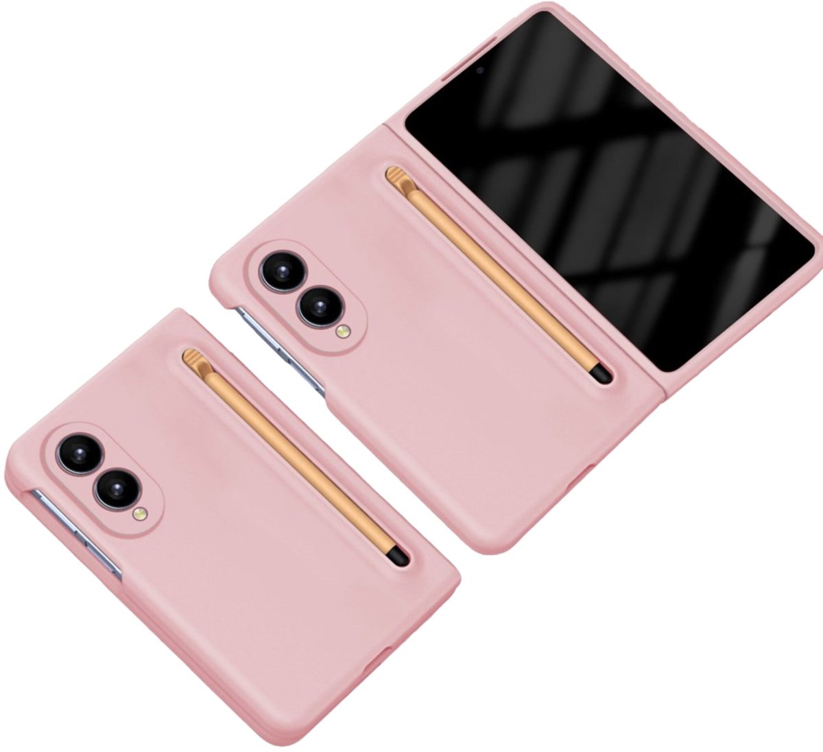 Casety Geschikt voor Samsung Galaxy Z Fold 8 backcover hoes met Stylus & screenprotector - Roze
