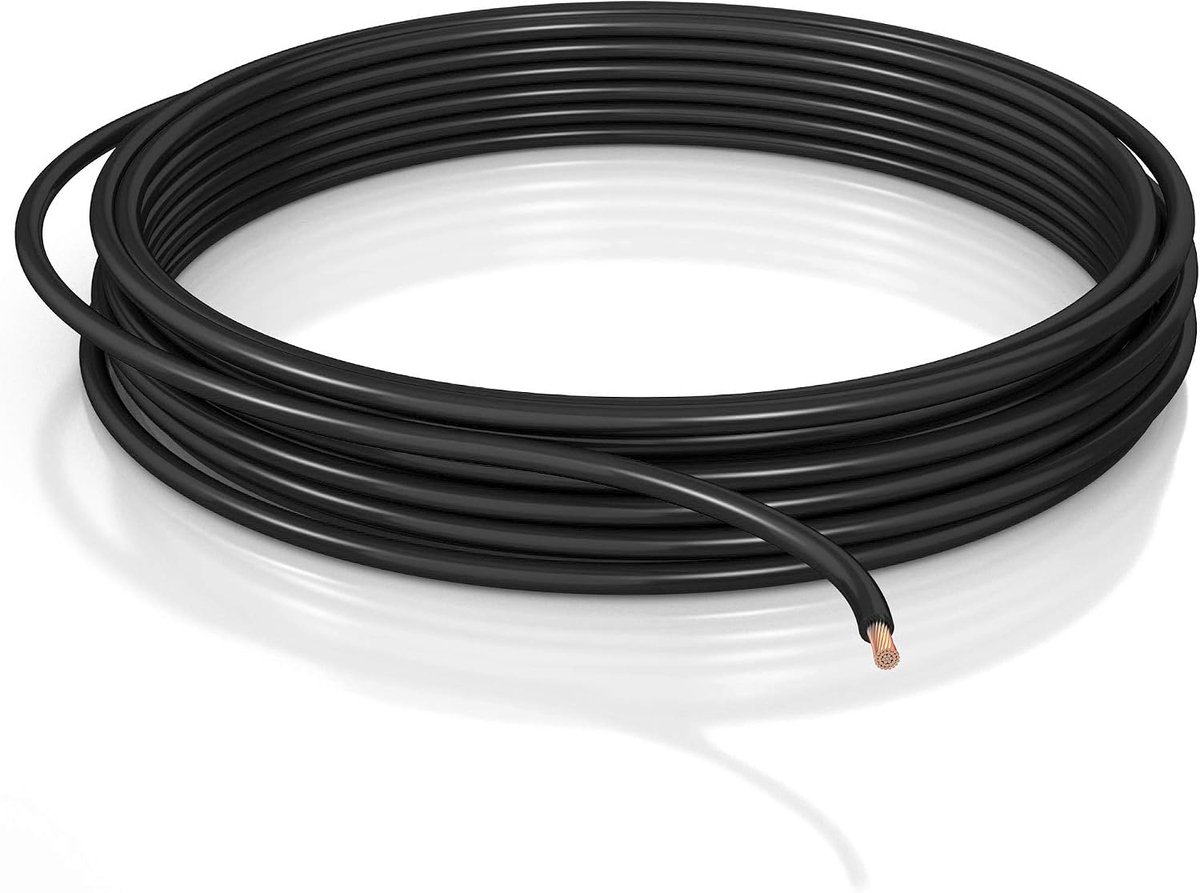 16mm² - 10m automobiel kabel FLRY B asymmetrisch - automobiel kabel gestrande draad - zwart -10 m ring