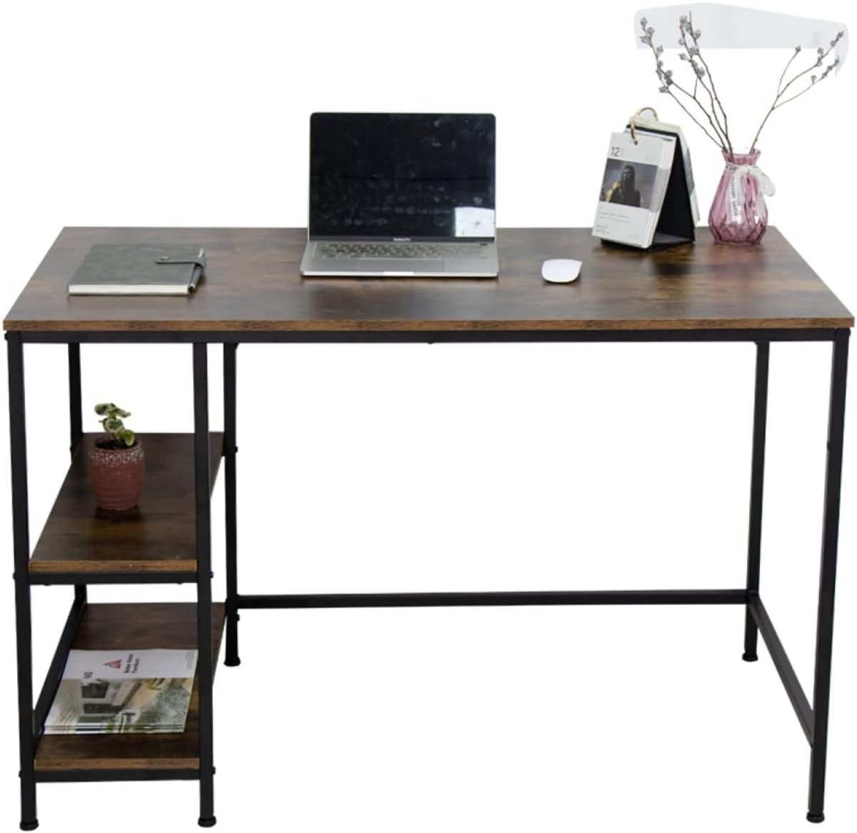 Bureau computertafel Stoer industrieel design met opbergplanken 120 x 60 x 75 cm