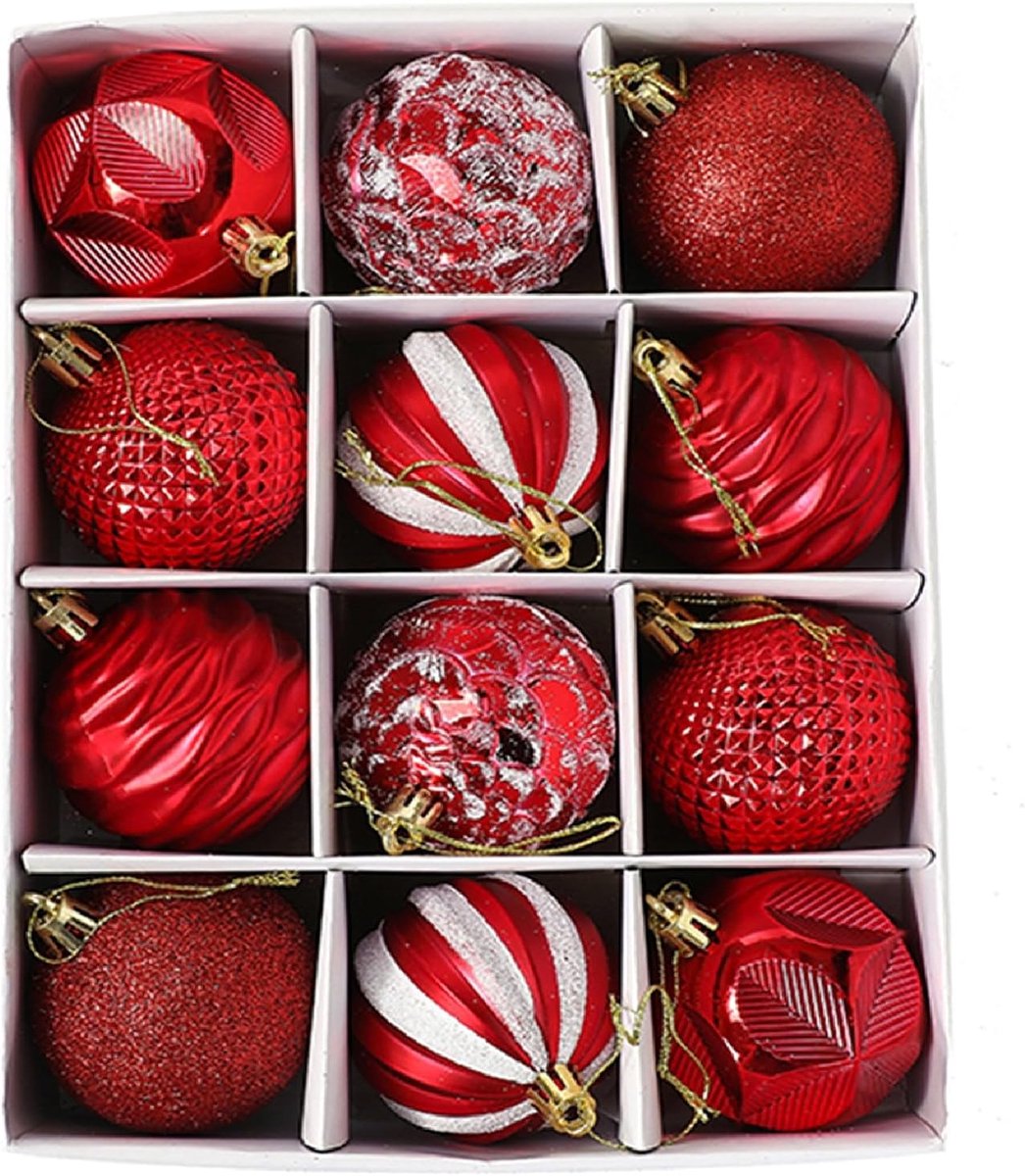 Kerstballen, Ø 6 cm, kerstboomballen, kerstdecoratie, kerstboomversiering, rood