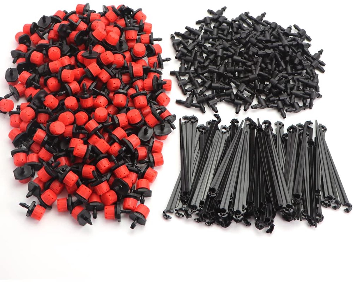 150 automatische irrigatieset, micro-druppelaars, T-connector, tuinslang, bevestiginganker, tuinirrigatiesysteem, set druppelirrigatiesysteem (150 stuks automatische druppeldruppel)