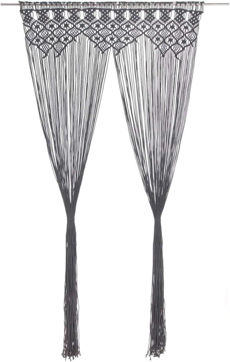 Gordijn, ruimteverdeler, macramé, raamgordijn, deurgordijnen, macramé, wandbehang voor woning, slaapkamer, woonkamer, woondecoratie, 140 x 240 cm, antraciet