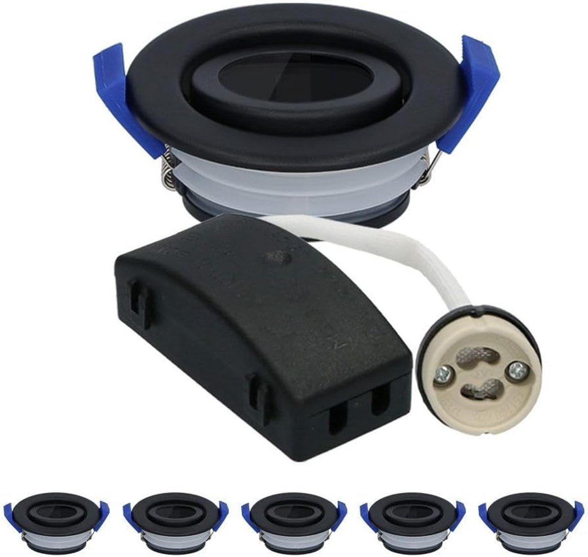6er HOFTRONIC Peru - GU10 Inbouwspots - Badkamer & Buiten - Kantelbare LED Spot - IP65 Waterdicht - Inbouwarmaturen mat zwart - Inbouwspots voor LED, Halogeen en Smart - Quick connector