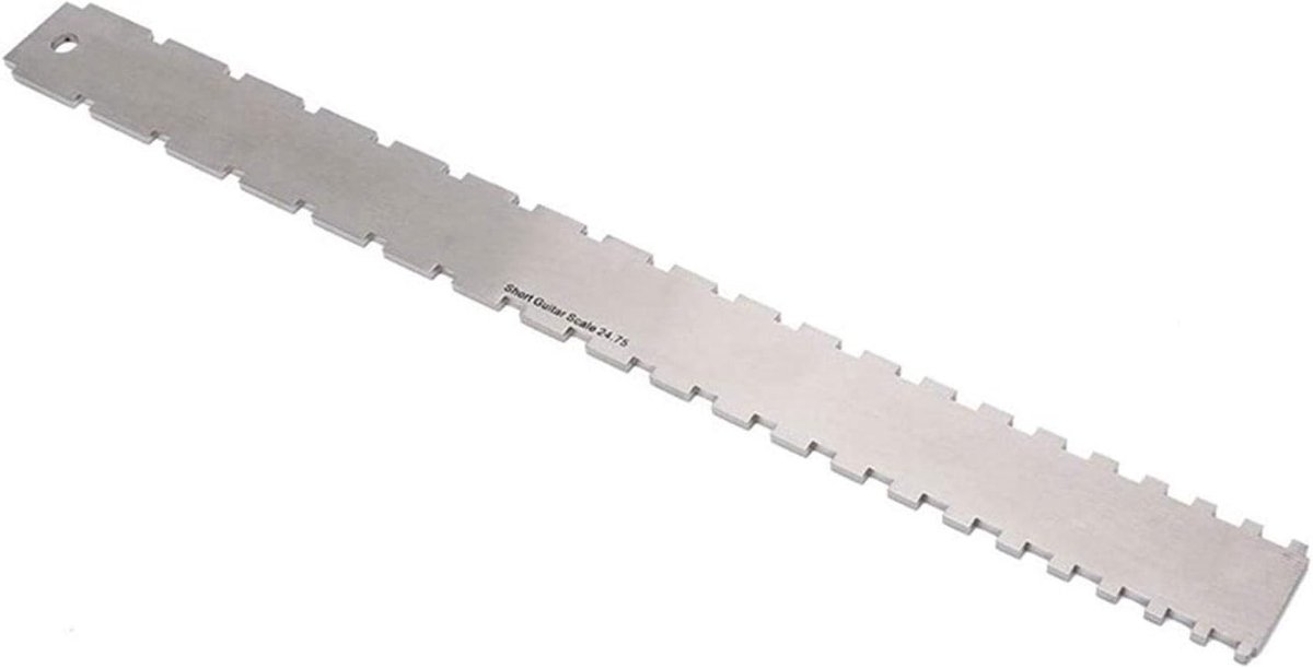 24,75 inch gekerfde rechte randmeter, gitaarnek liniaal, draagbaar roestvrijstalen luthiers gereedschap, gitaarnek toets en frets voor gitaarnek nivellering (Zilver)