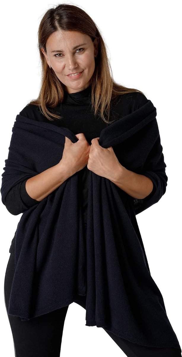 Sjaal voor dames en heren, 100% zuiver kasjmier | 60 x 200 cm | Made in Italy, Blauw,