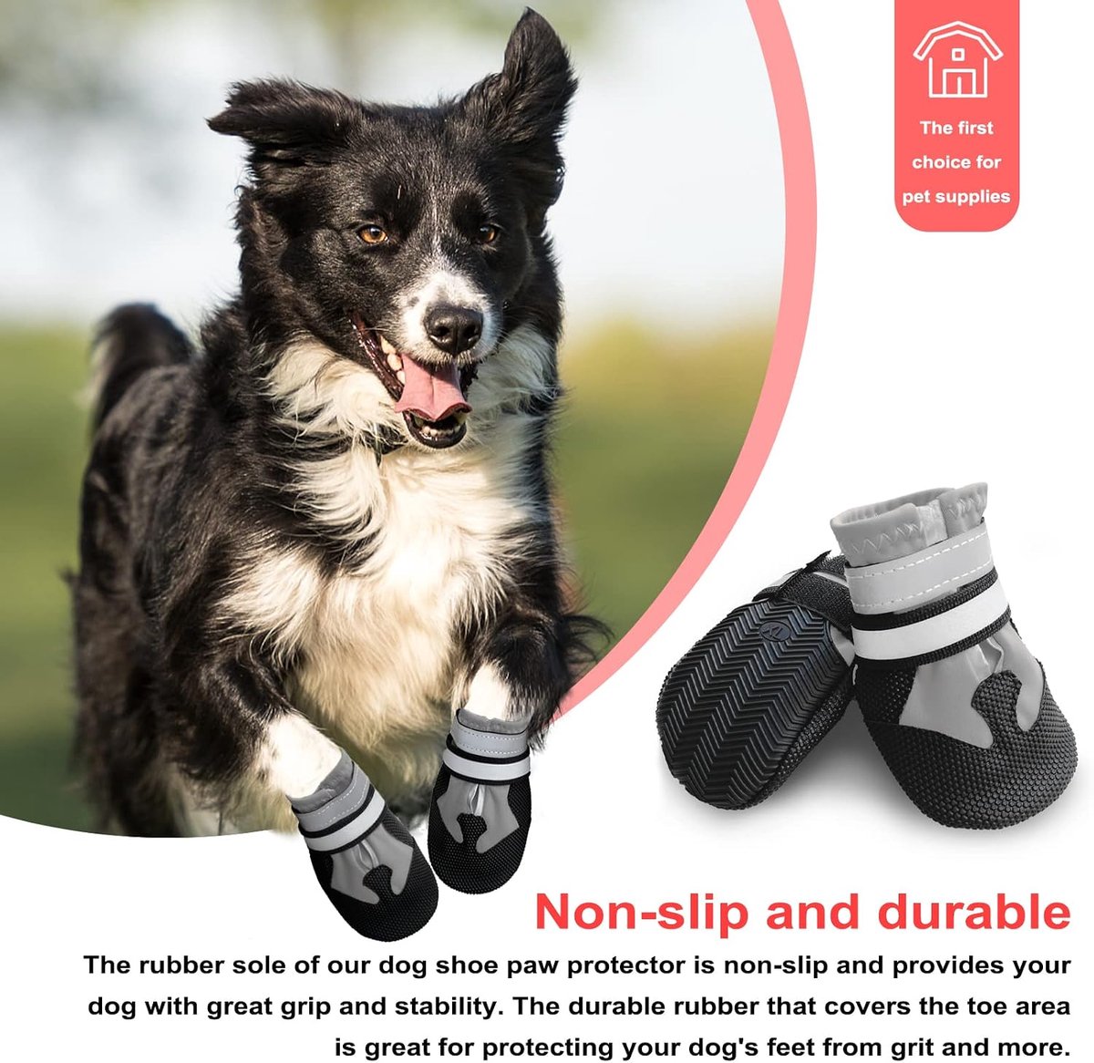 Set van 4 waterdichte hondenlaarzen slijtvaste hondenschoenen met reflecterende bandjes voor kleine middelgrote grote honden buiten (XXL, grijs)