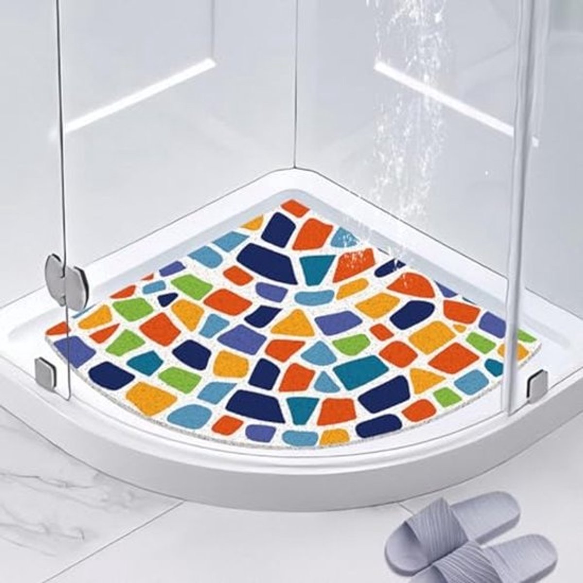 Antislip hoekdouchemat 60 x 60 cm - Schimmelbestendige badkamermat met afvoergaten - Wasbaar en veilig voor binnendouches