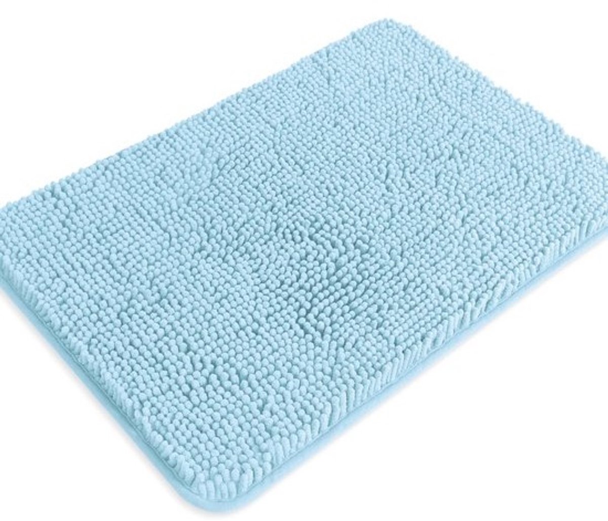 Babyblauwe badkamertapijt - Absorberend, wasbaar en antislip chenille badmat voor badkamer en douche - 43 x 60 cm