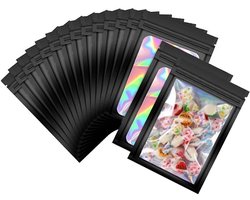 40 stuks Baggies Mylar-zakjes, kleine zakelijke verpakkingen, hersluitbare zakjes, mylar voor het bewaren van snoep, koekjes, sieraden (zwart, 7 x 10 cm)