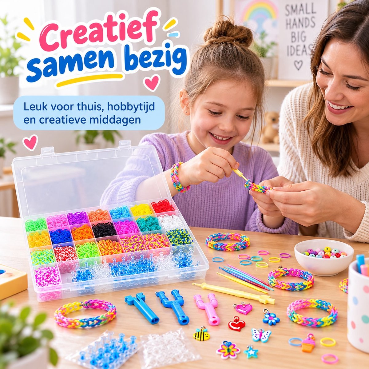 YYchan Loombandjes Starterspakket 6800 Elastiekjes – Loom Bandjes Set 22 Kleuren met Verstelbaar Loombord en Handleiding – DIY Knutselset voor Kinderen, Armbandjes Maken en Sieraden