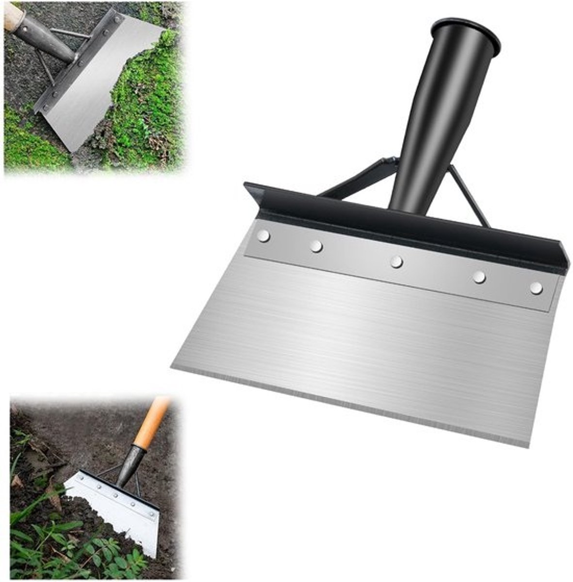 Dailygoods - OFFCUP multifunctionele tuinschep - Roestvrij staal voor tuinreiniging en het verwijderen van onkruid en mos - Terras-onkruidverwijderaar, handvat niet inbegrepen