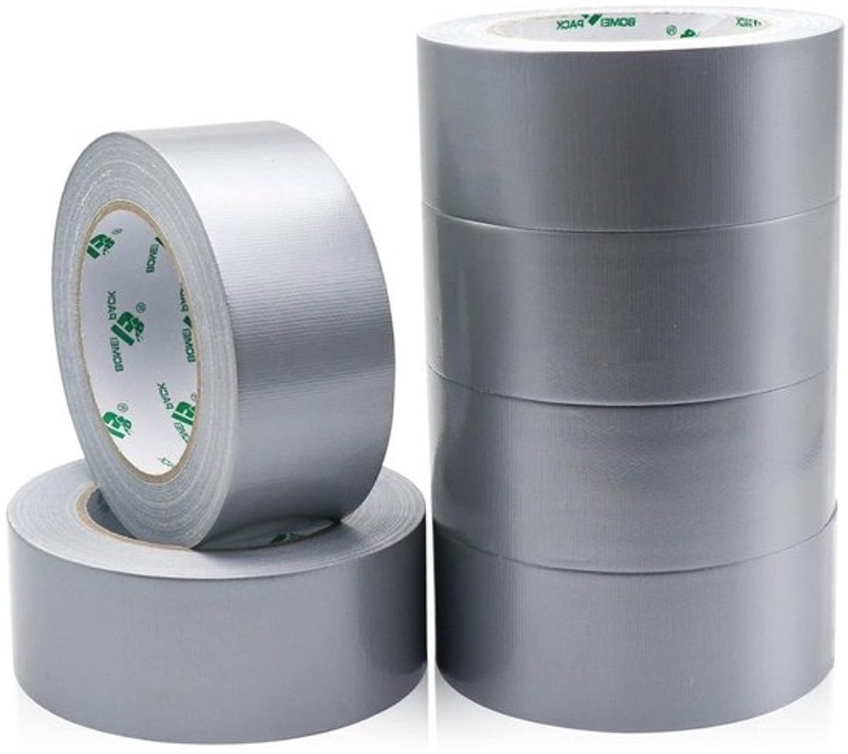 Multi-functionele Textieltape in Zilver en Grijs, 50 mm x 50 m, 6 Rollen
