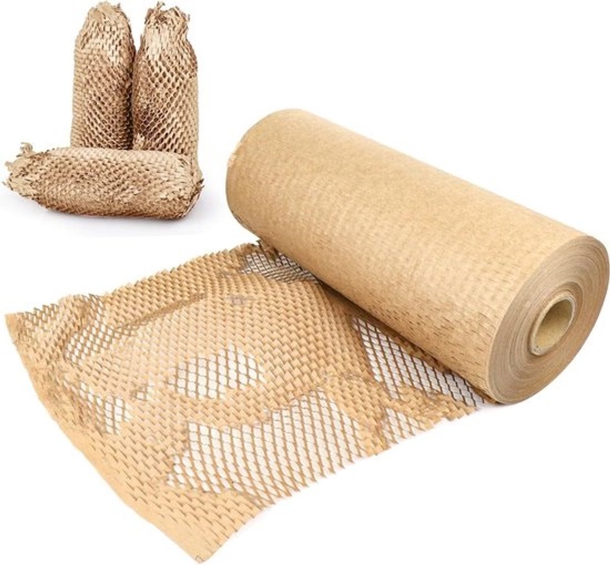 Honeycomb Verpakkingspapier - Bruin Milieuvriendelijk Alternatief voor Plastic, 30cm x 100m, Perfect voor Verzending en Verhuizen, Vulling en Bescherming