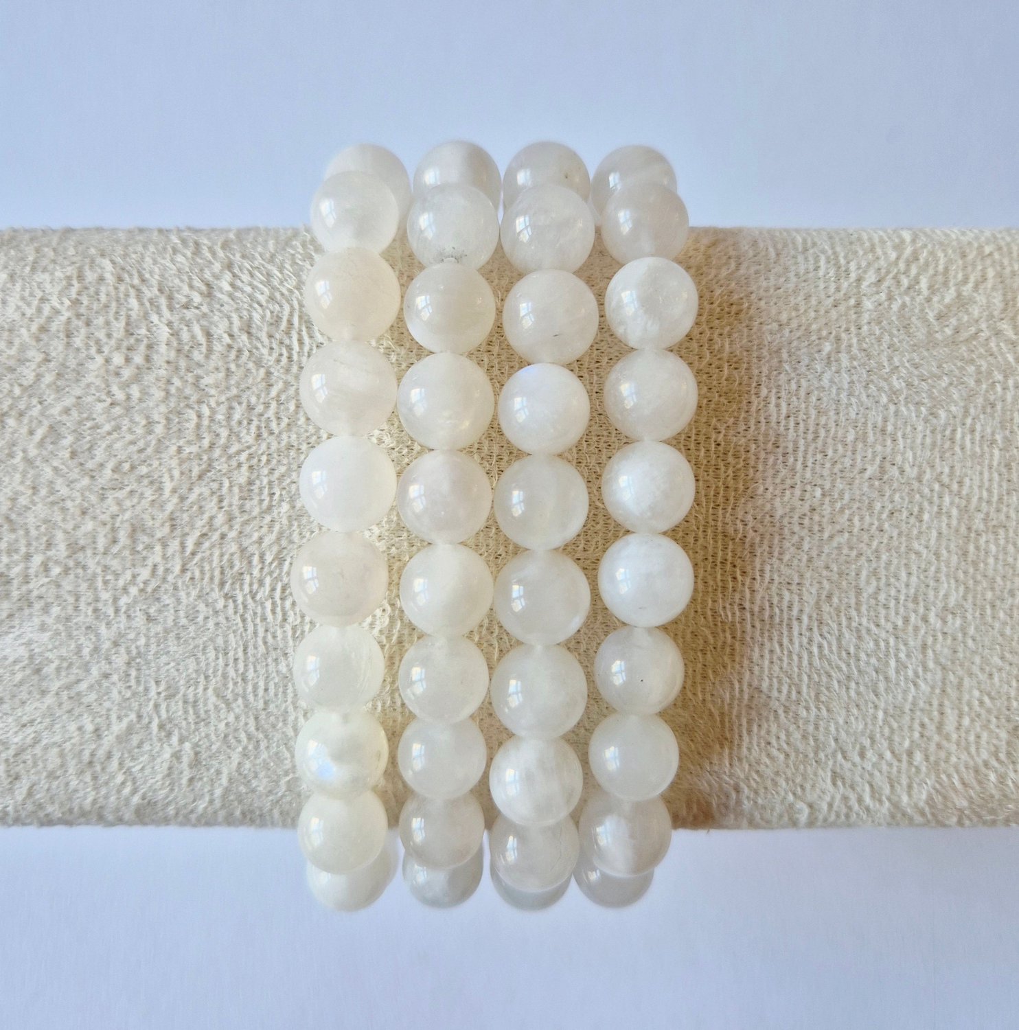 Moonlight Gemstones Witte Maansteen – Edelsteen Armband 8 mm Meerkleurig