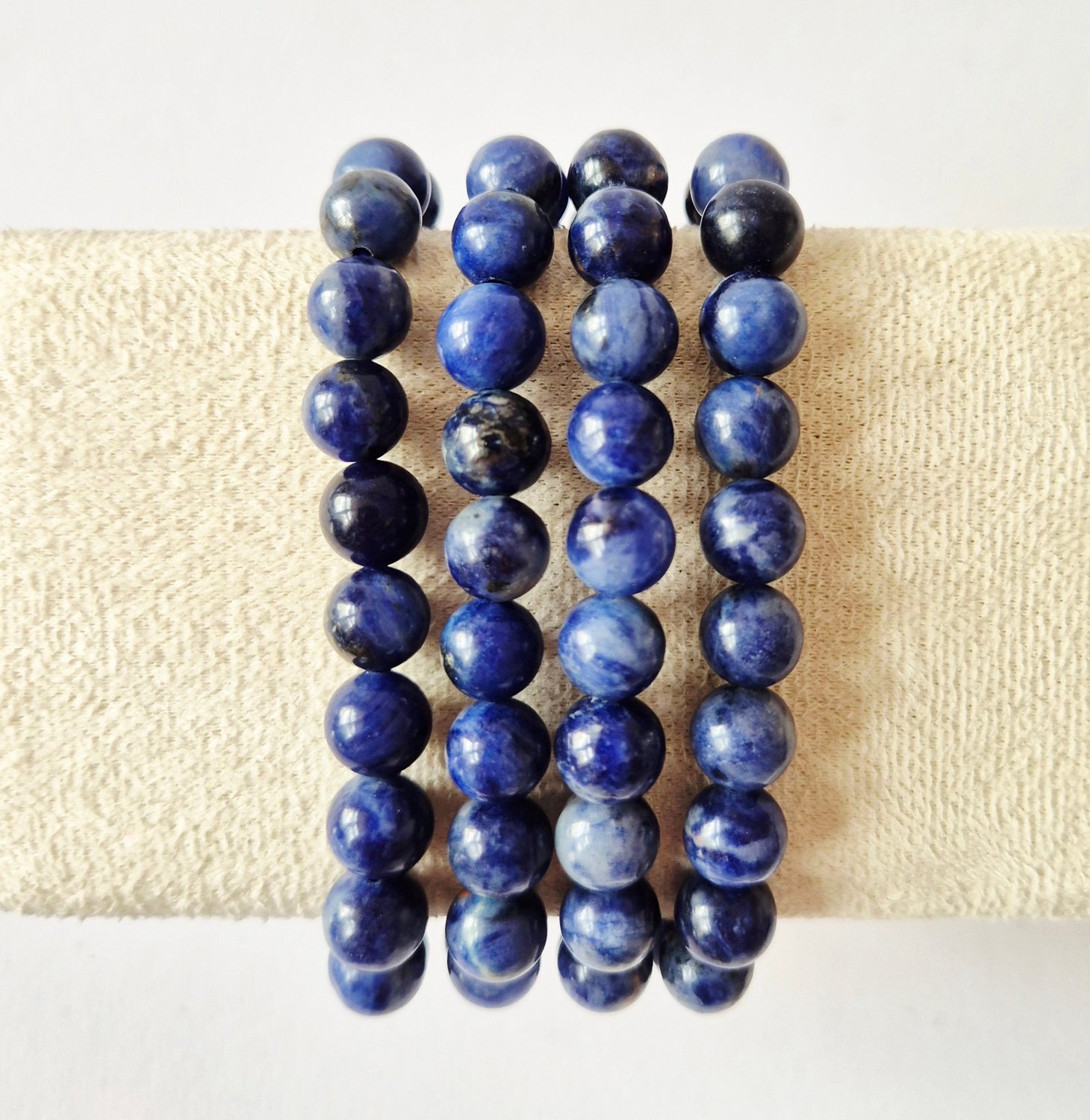 Moonlight Gemstones Sodaliet edelsteen kralenarmband – 8 mm Meerkleurig