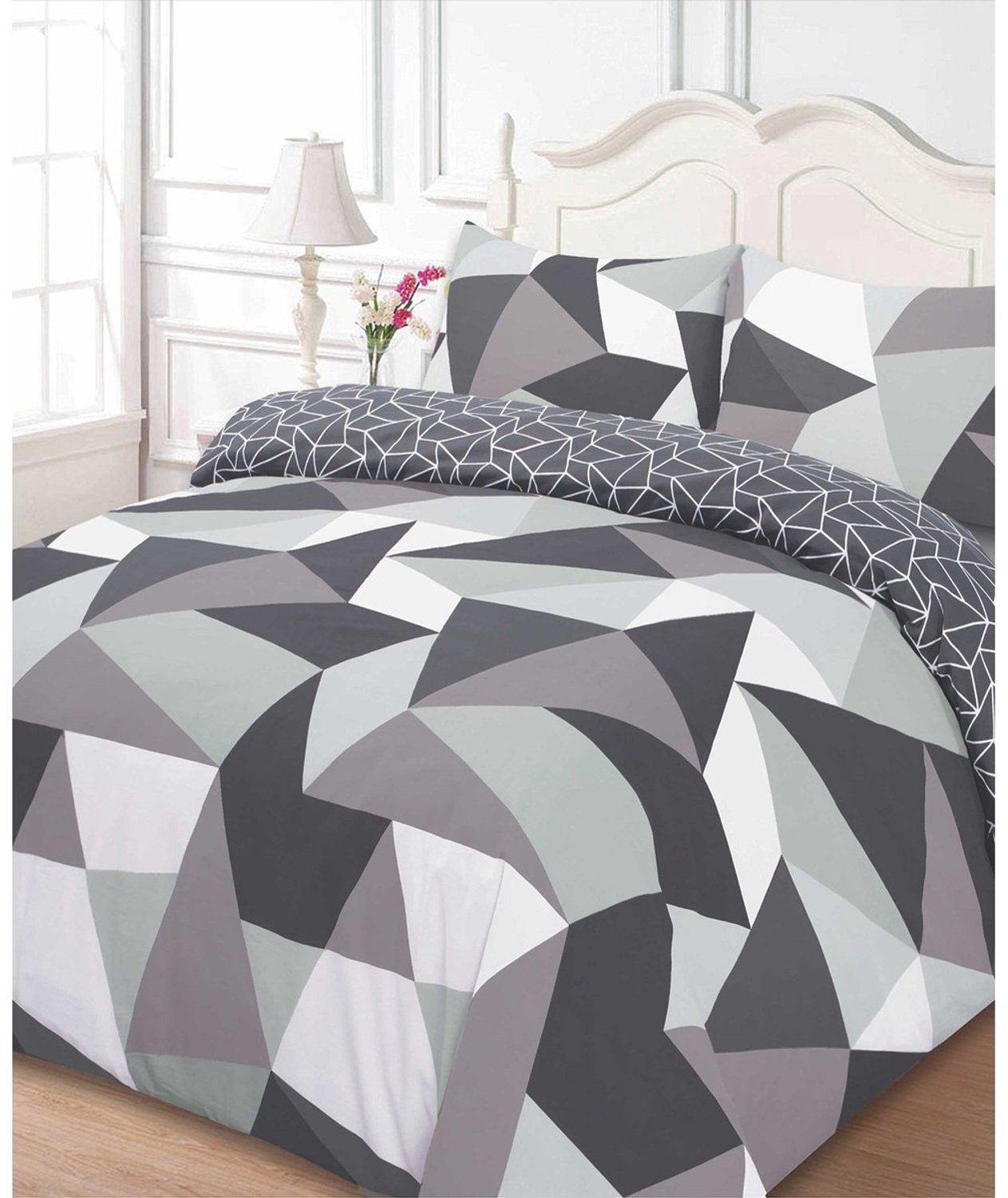 Duraxl Dekbedovertrek - 200 x 200 cm - Zwart, grijs en wit - Omkeerbaar