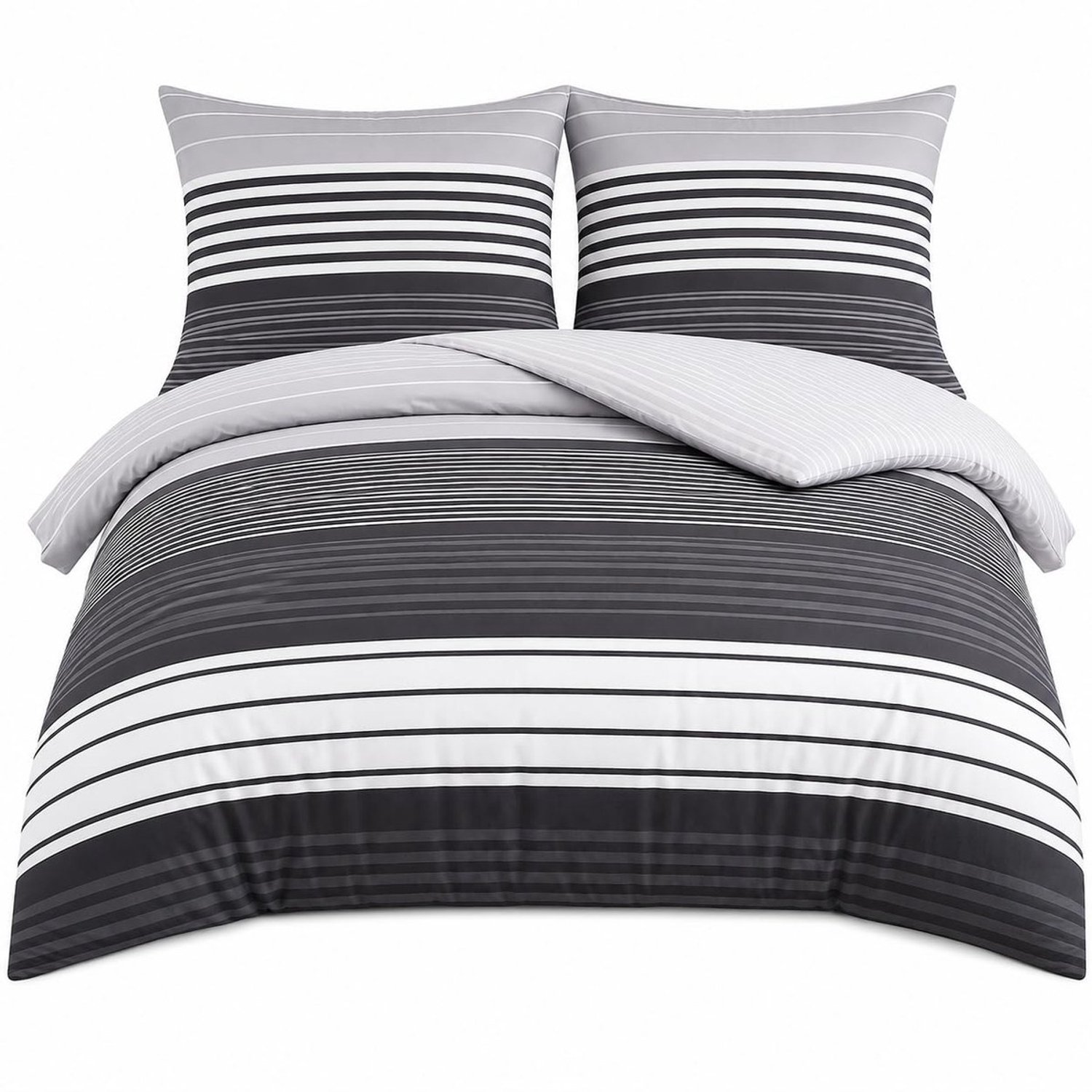 Duraxl Beddengoed - Renforcé katoen - Grijs gestreept - 200 x 220 cm