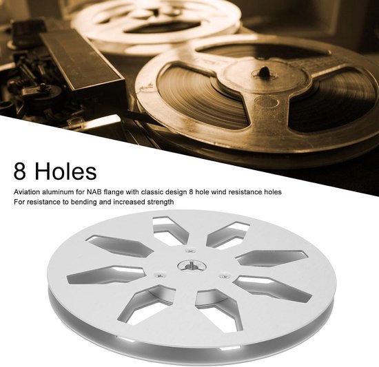 Lege 1/4 7 Inch Tape Reel van Luchtvaartaluminium met 8 Gaten en RVS Schroeven voor Reel to Reel Audio Tapes — afbeelding 4
