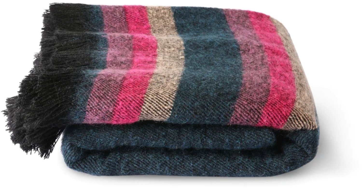 HKLIVING x Doris Fluffy Plaid - Woondeken - 130 x 150 cm - Donkerblauw / Petrol