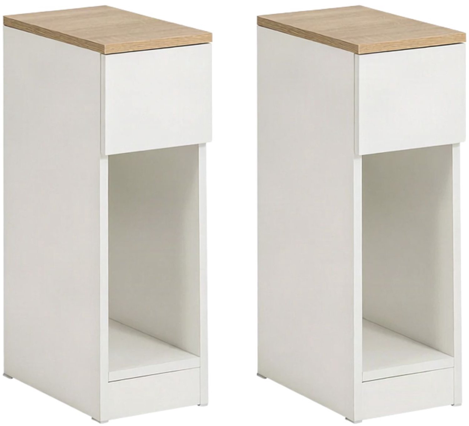 Happiq Nachtkastje 2-delige set - Voor boxspringbed of bank - Smal design - Wit