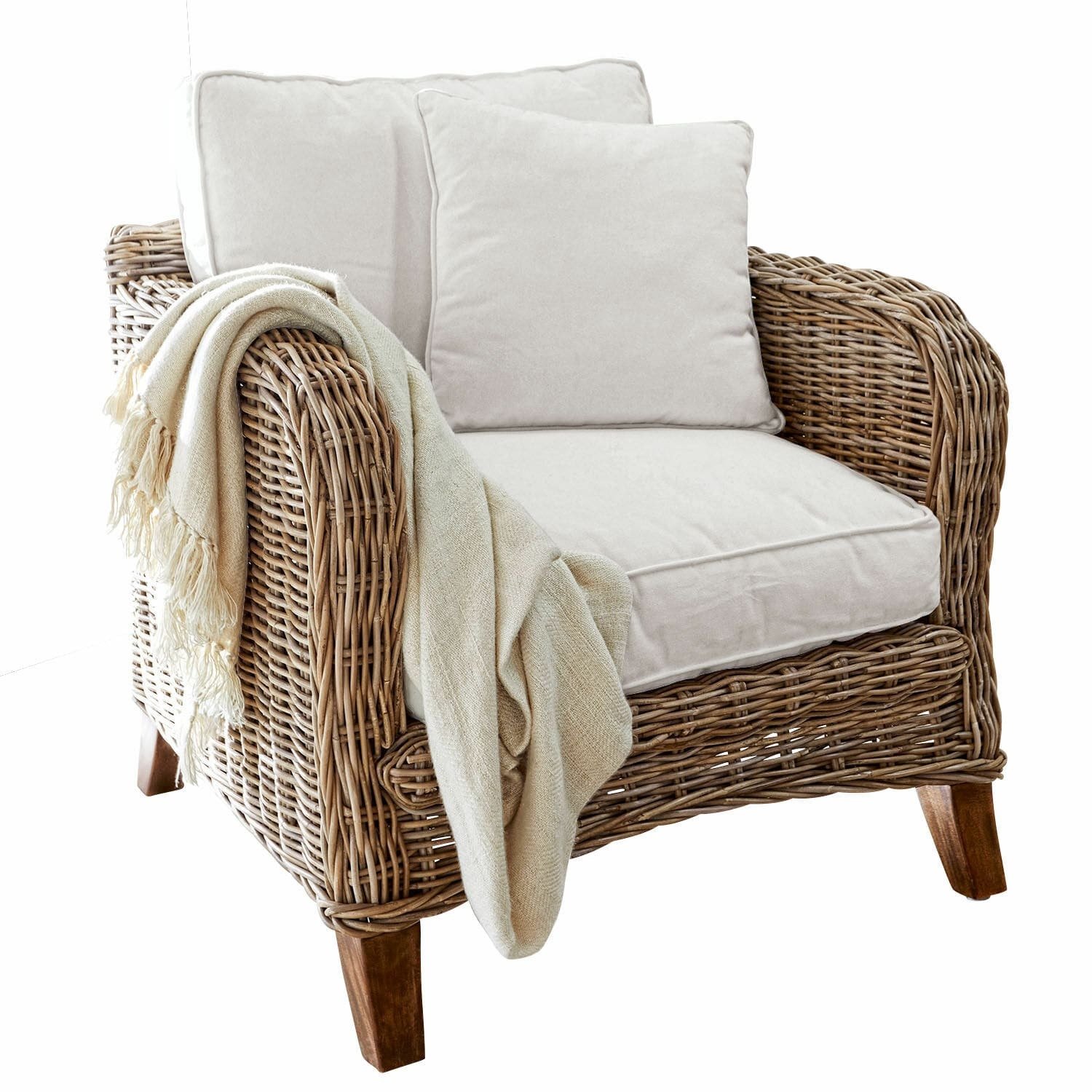 Loberon Fauteuil Colroy bruin/wit