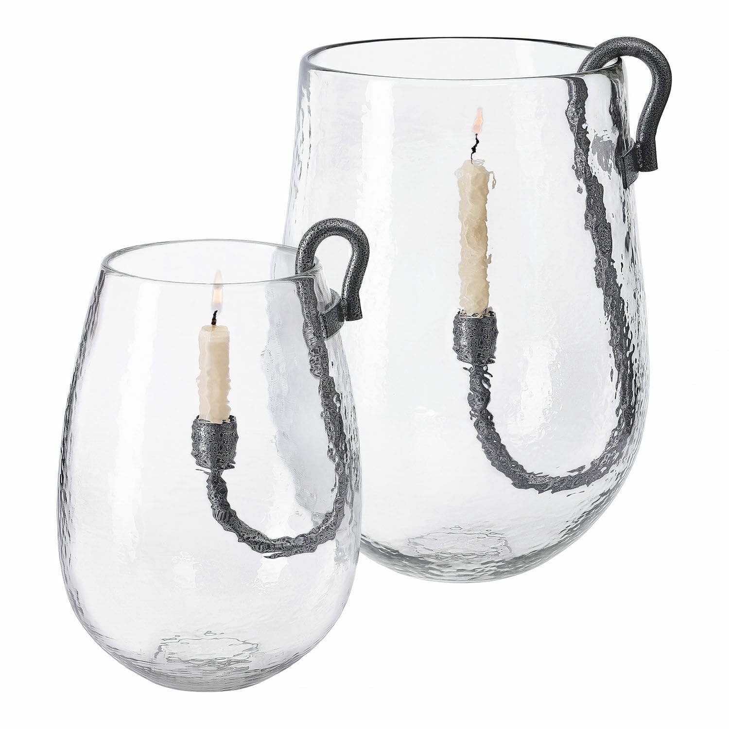 Loberon Windlicht set van 2 Lorcalla helder/zwart