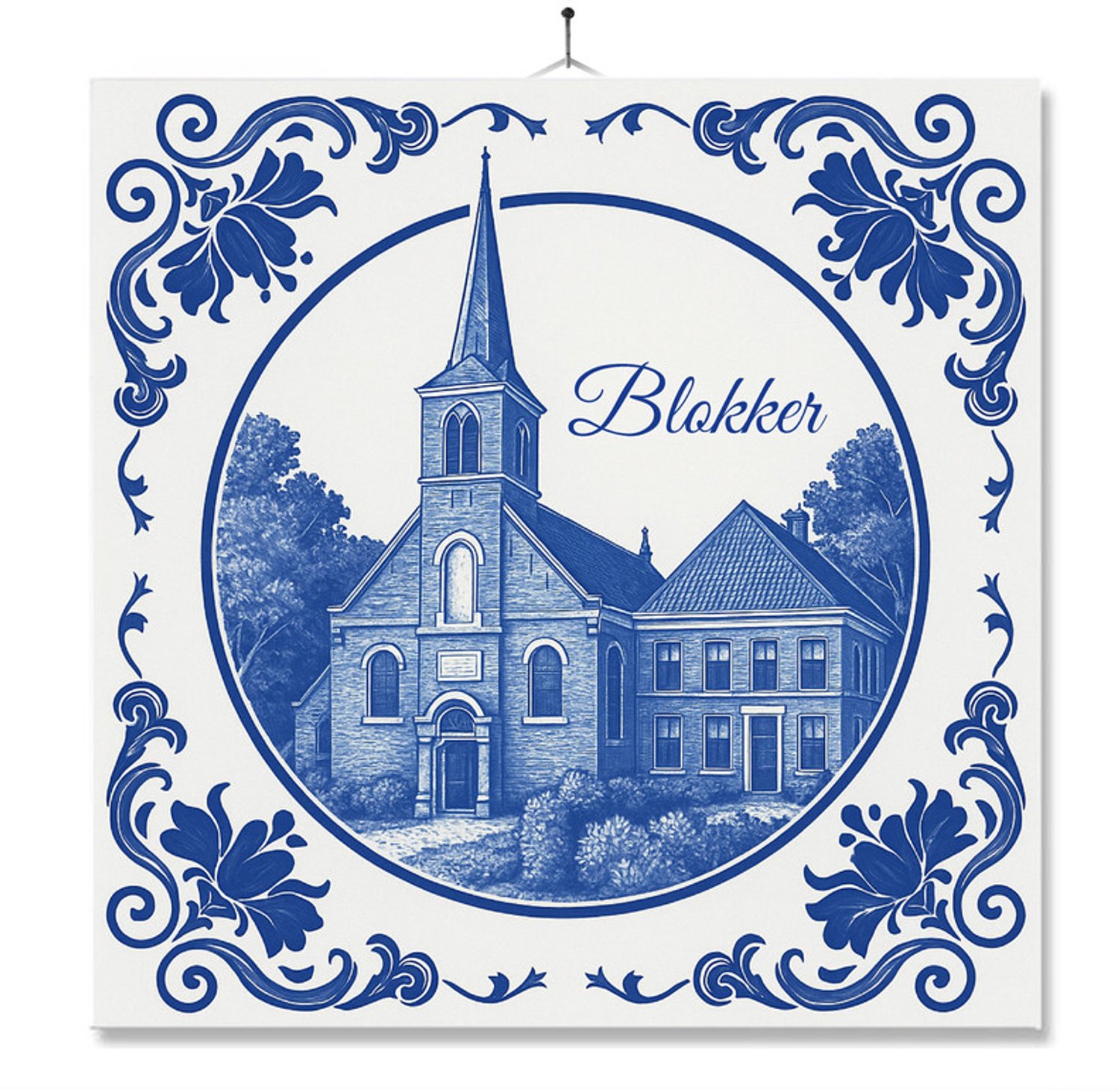 MC Living Tegel Met Opdruk | Blokker | Delft Blauw | Cadeau | Inclusief Geschenkdoos | Standaard | Ophangsysteem