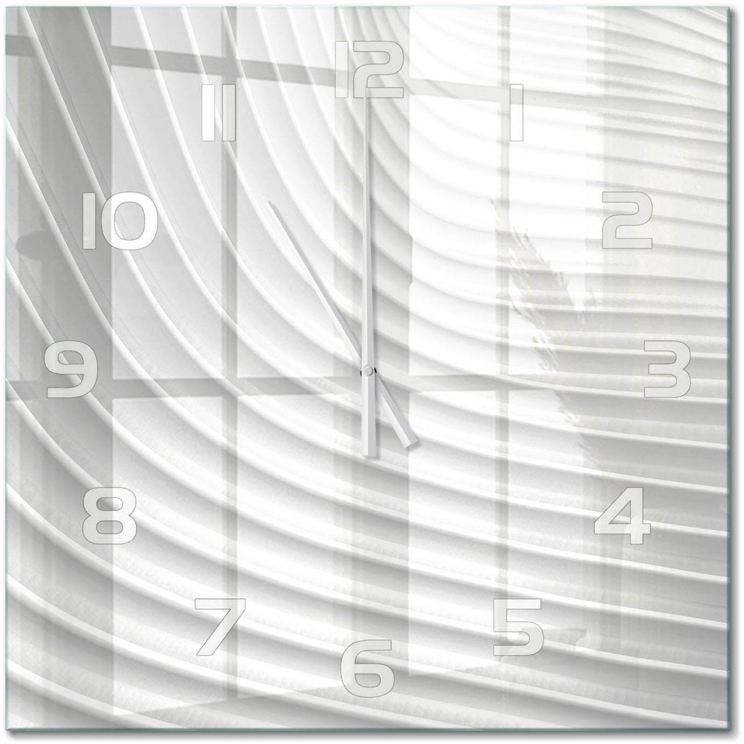 TULUP Wandklok - Lijnen van abstractie Moderne Wandklok Glas - 60x60 cm - Wit Wandklok Glas Decoratie - Witte handen - Vierkante Klok - Glazen Wandklok Design - Klok Glas Met Opdruk