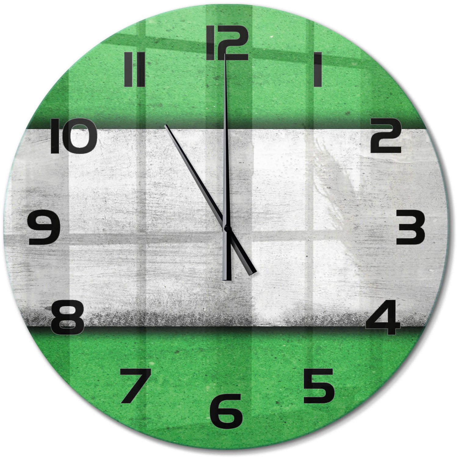 TULUP Wandklok - Groene muur Wandklok Glas Decoratie - fi60 cm - Groente Gekleurde Glazen Klok - Zwarte handen - Ronde Klok - Klok Glas Met Opdruk - Moderne Wandklok Glas