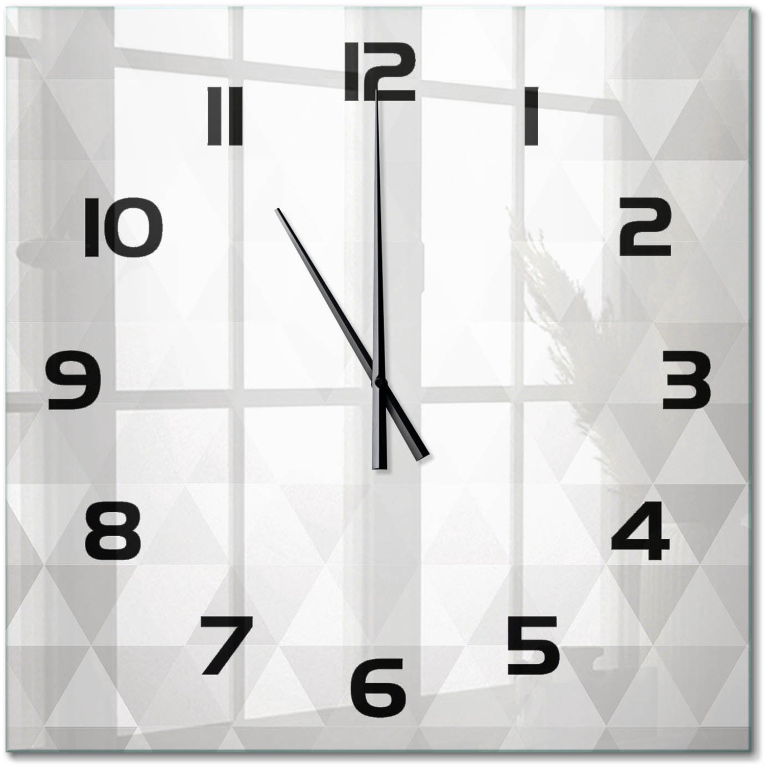 TULUP Wandklok - Abstracte achtergrond Gekleurde Glazen Klok - 60x60 cm - Grijs Glazen Klok Met Print - Zwarte handen - Vierkante Klok - Moderne Wandklok Glas - Wandklok Glas Decoratie