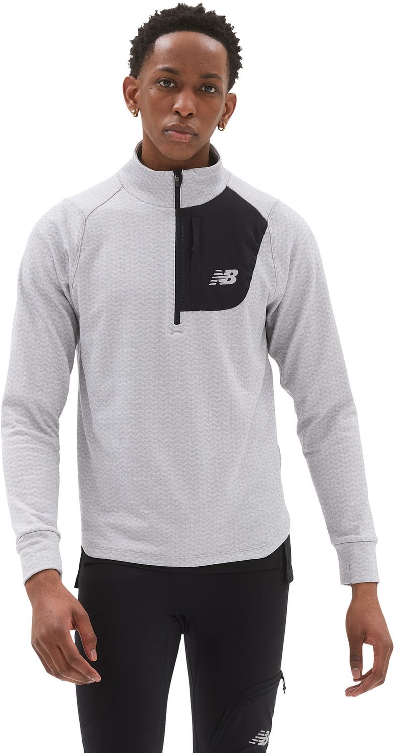 New Balance NB HEAT GRID Half Zip Trui Heren Grijs